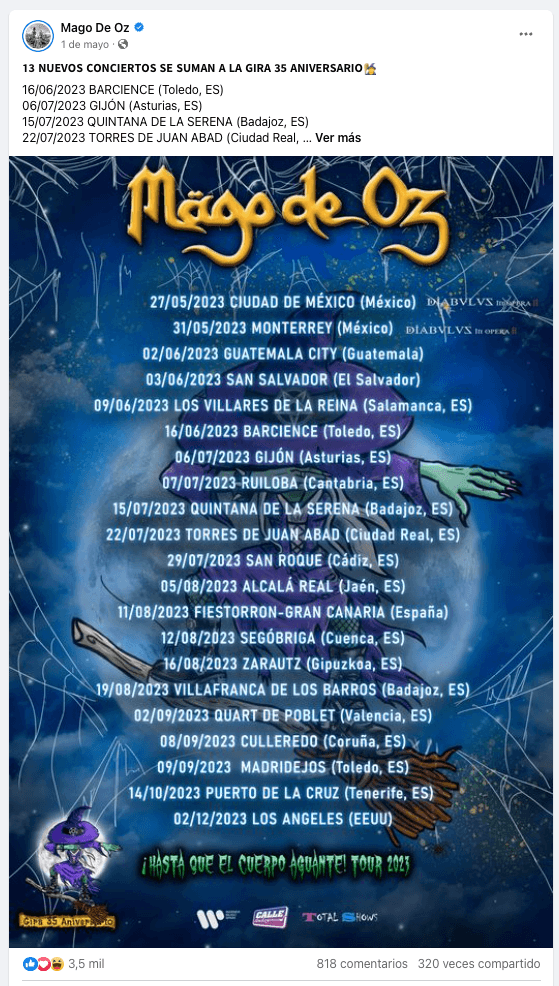 Anuncio magoi de oz facebook