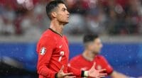 TOPSHOT - Cristiano Ronaldo, delantero #07 de Portugal, reacciona durante el partido de fútbol del Grupo F de la UEFA Euro 2024 entre Portugal y la República Checa en el Estadio de Leipzig en Leipzig el 18 de junio de 2024. (Foto de PATRICIA DE MELO MOREIRA / AFP)